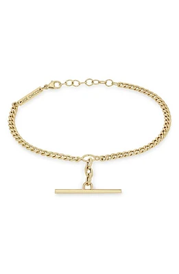 Zoë Chicco Bar Curb Chain Bracelet in Yellow Gold at Nordstrom, Size 7