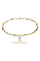 Zoë Chicco Bar Curb Chain Bracelet in Yellow Gold at Nordstrom, Size 7