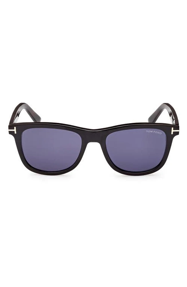 TOM FORD 53mm Polarized Square Sunglasses in Black Horn /Blue at Nordstrom