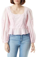 Sam Edelman Lainey Lace Accent Cotton Peplum Top at Nordstrom,