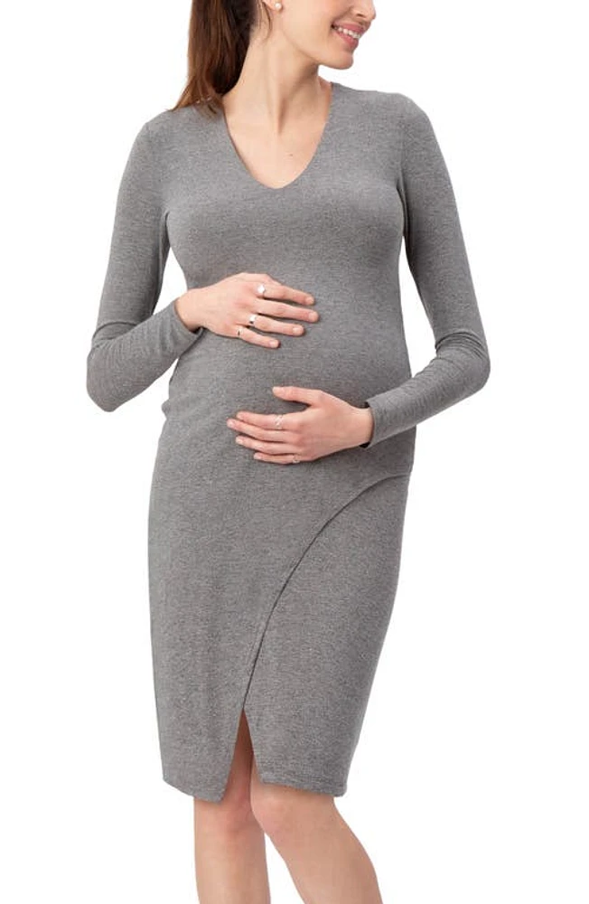 Stowaway Collection Lenox Long Sleeve Maternity Dress Grey at Nordstrom,