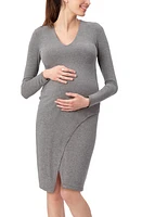 Stowaway Collection Lenox Long Sleeve Maternity Dress Grey at Nordstrom,