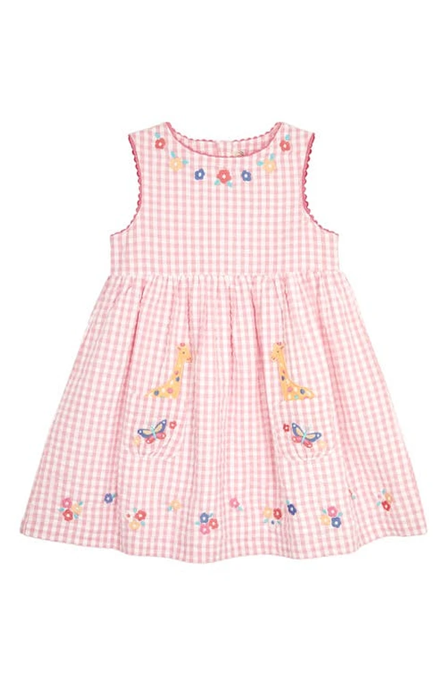 JOJO MAMAN BEBE Animal Appliqué Gingham Cotton Dress Pink at Nordstrom,