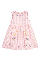 JOJO MAMAN BEBE Animal Appliqué Gingham Cotton Dress Pink at Nordstrom,