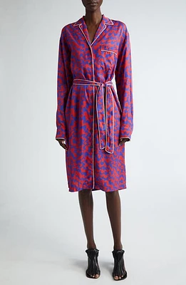 Dries Van Noten Print Long Sleeve Shirtdress Red 352 at Nordstrom, Us