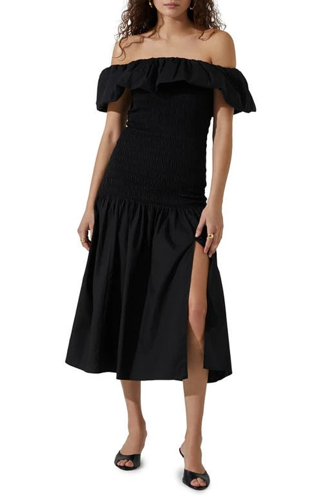 ASTR the Label Off Shoulder Cotton Midi Dress at Nordstrom,