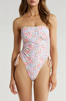 Kulani Kinis Strapless Cinched Tie One-Piece Swimsuit Citron Coast at Nordstrom,