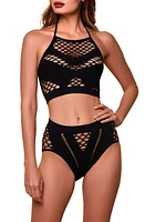 Hauty Seamless Halter Tie Bralette & Panties Set in Black at Nordstrom