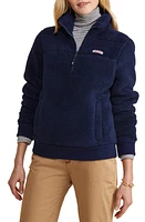 vineyard vines Plush Teddy High Pile Fleece Quarter Zip Pullover in Nautical Navy at Nordstrom, Size Large