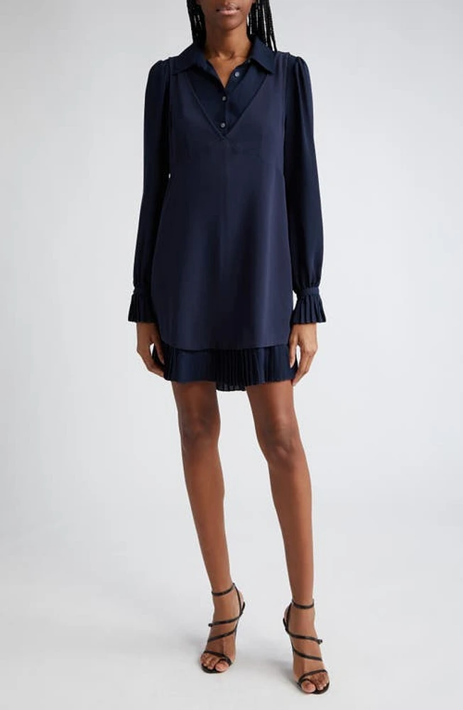 Cinq à Sept Rayna Layered Long Sleeve Minidress Navy/Navy at Nordstrom,