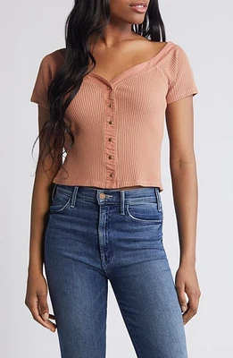 Nation LTD Alessia Rivera Crop Rib Top Mocha Mousse at Nordstrom,