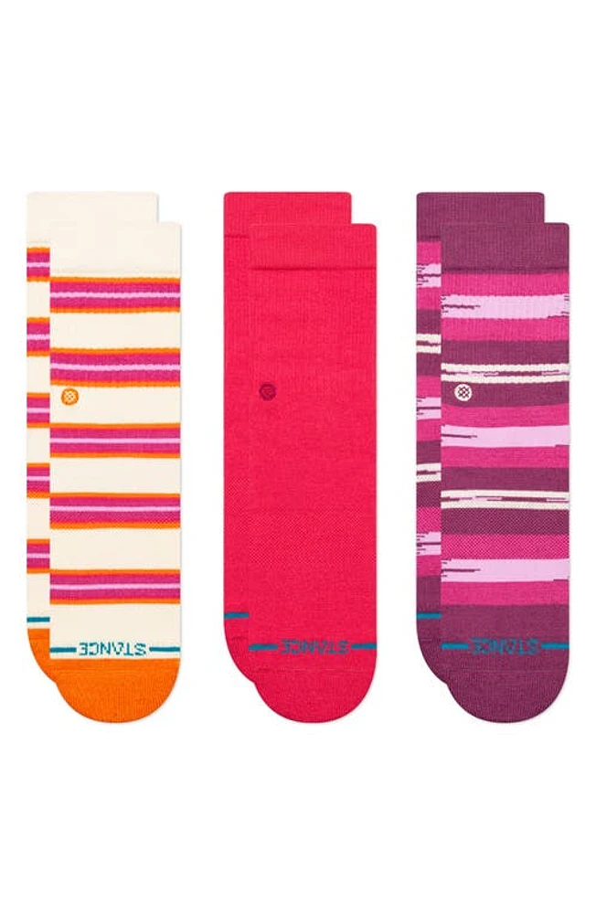 Stance Kids' Trailbound Assorted 3-Pack Crew Socks Pink at Nordstrom,