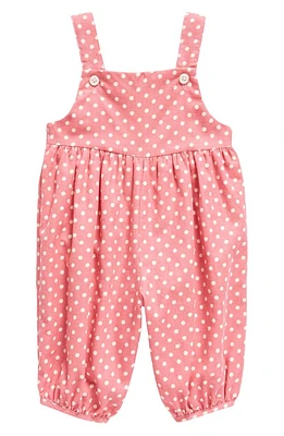 Rachel Riley Polka Dot Cotton Corduroy Overalls in Pink at Nordstrom, Size 6M