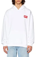 DIESEL Label Cotton Hoodie White at Nordstrom,