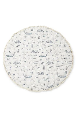 Pehr Life Aquatic Reversible Print Round Play Mat in Marine Blue at Nordstrom