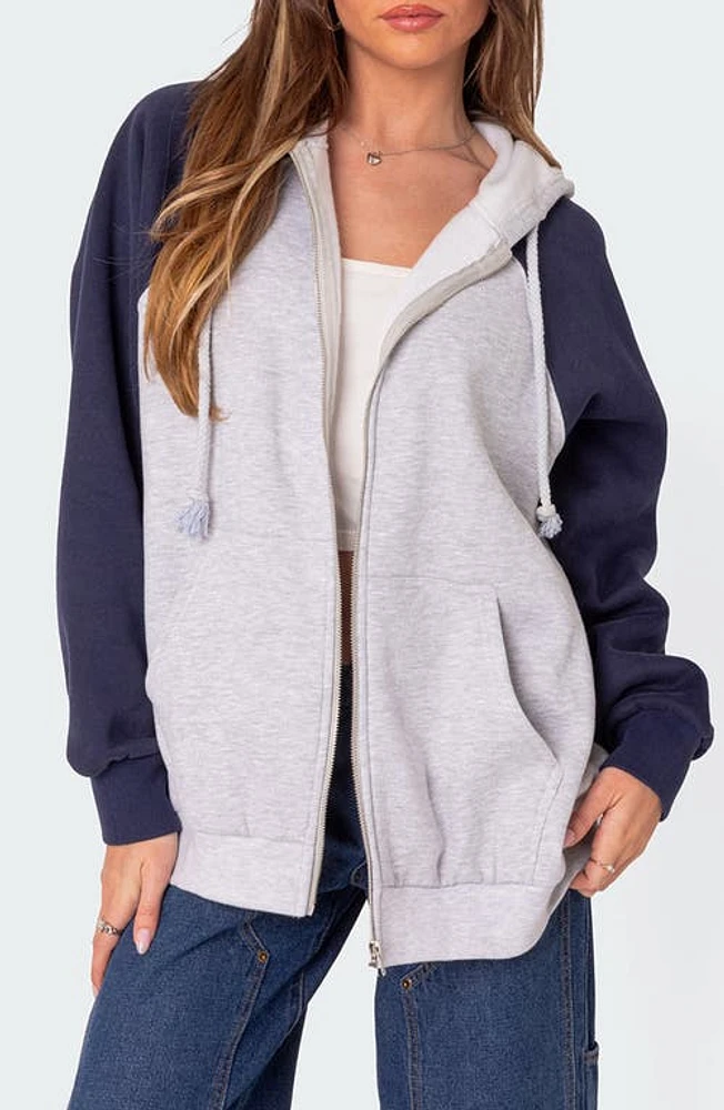 EDIKTED Oslo Zip Hoodie Gray-Melange at Nordstrom,