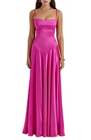 HOUSE OF CB Anabella Lace-Up Satin Gown at Nordstrom,