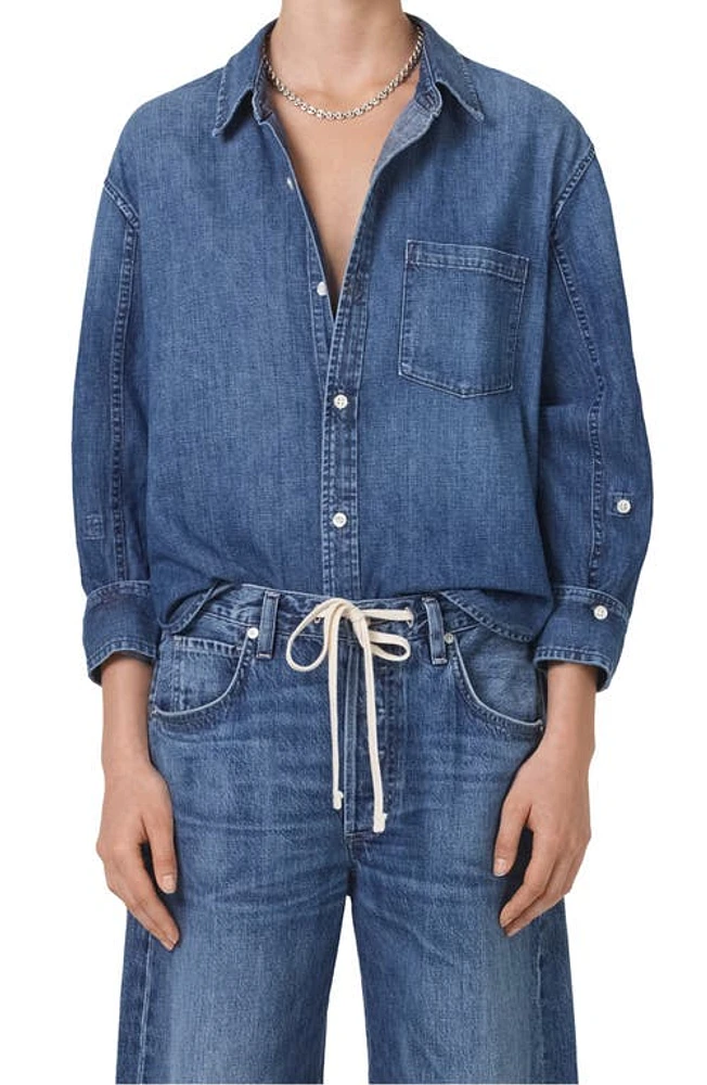 Citizens of Humanity Kayla Shrunken Denim Button-Up Shirt Amity at Nordstrom,