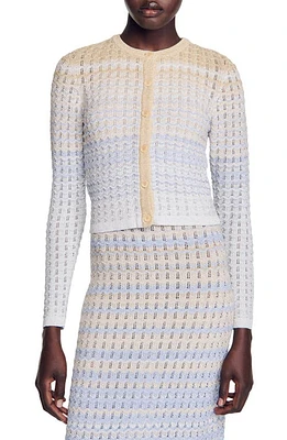 sandro Zadine Ombré Cardigan Blue /Gold at Nordstrom,