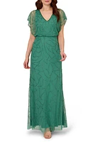 Adrianna Papell Beaded Mesh Blouson Gown at Nordstrom,