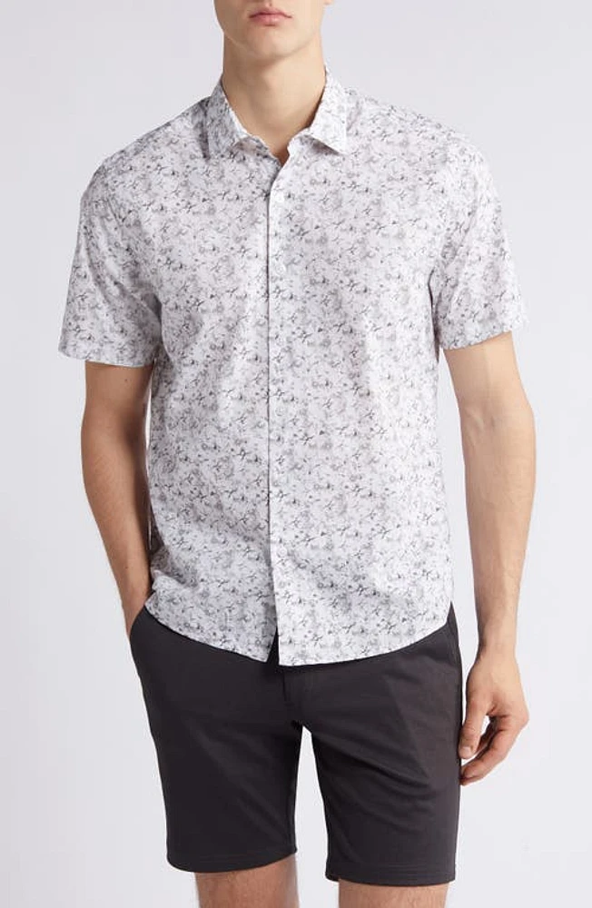 Robert Barakett Segno Short Sleeve Button-Up Shirt White at Nordstrom,