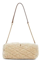 Saint Laurent Small Sade Quilted Genuine Shearling Tube Bag in Natural Beige/Dark Cigar at Nordstrom