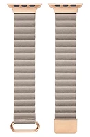 The Posh Tech Dakota Leather Apple Watch Watchband in Khaki at Nordstrom