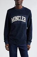 Moncler Logo Appliqué Sweatshirt Baritone Blue at Nordstrom,