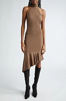 Miaou Karina Asymmetric Hem Halter Cocktail Dress Olive at Nordstrom,