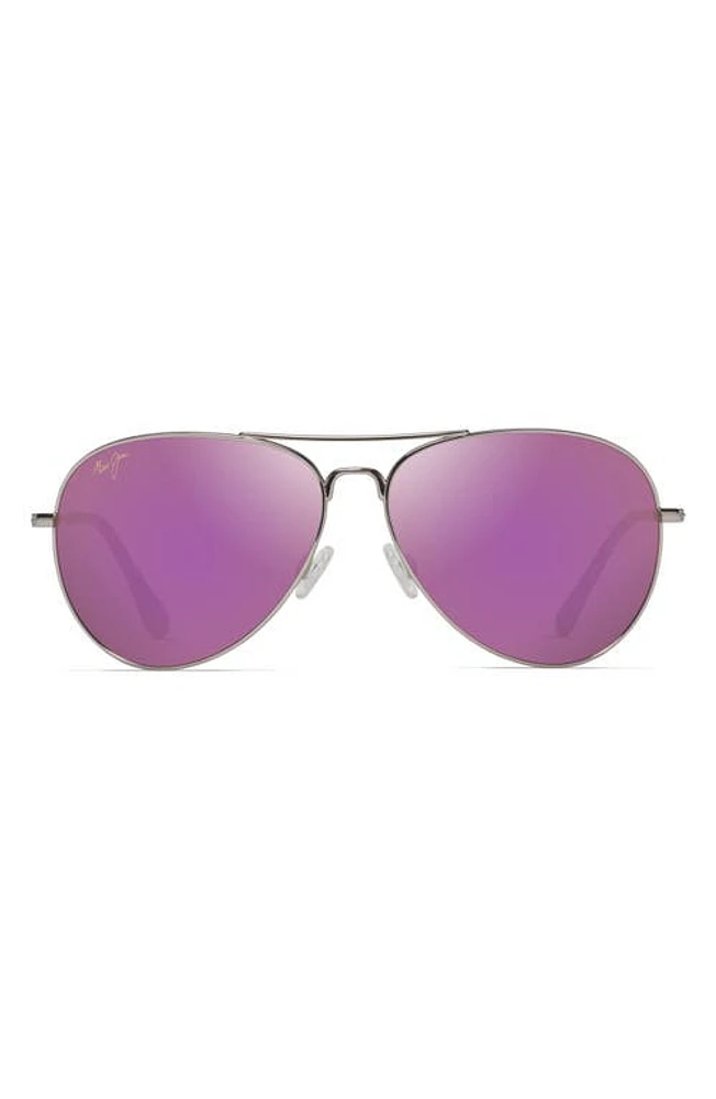 Maui Jim Mavericks 61mm Mirrored PolarizedPlus2 Aviator Sunglasses in Rose Gold/Maui Sunrise at Nordstrom