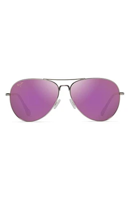 Maui Jim Mavericks 61mm Mirrored PolarizedPlus2 Aviator Sunglasses in Rose Gold/Maui Sunrise at Nordstrom