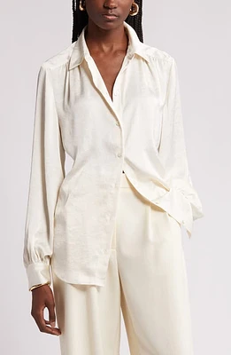 Nordstrom Textured Shirred Button-Up Shirt at Nordstrom,