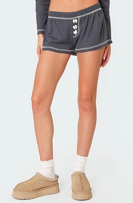 EDIKTED Peoni Waffle Knit Shorts Navy at Nordstrom,