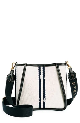 Stella McCartney Mini Stripe Canvas Crossbody Bag in 9060 White/Ink at Nordstrom