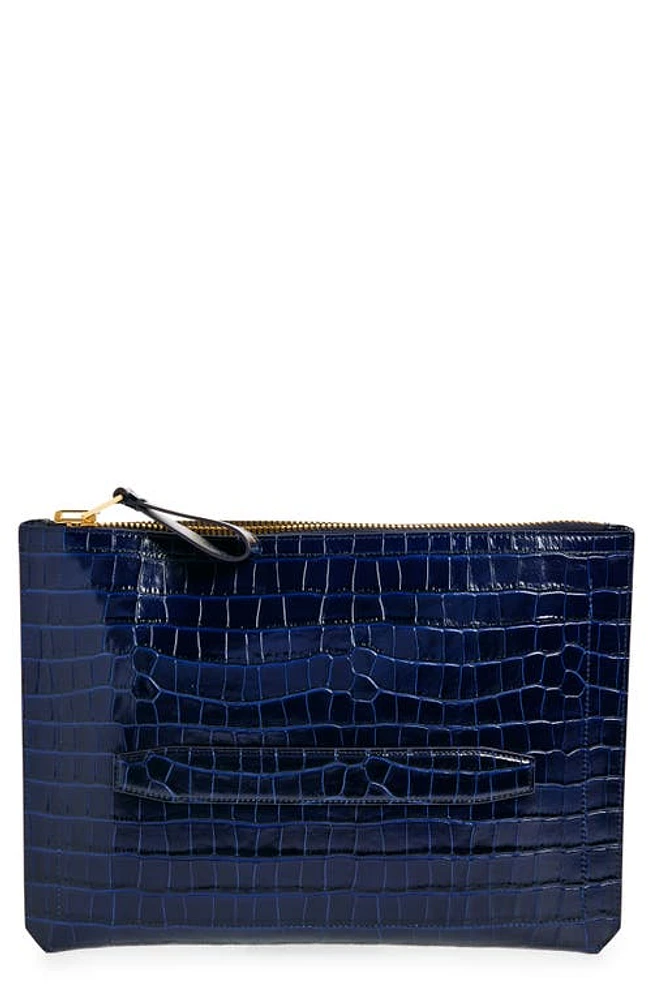 TOM FORD Buckley Croc Embossed Leather Portfolio Clutch in 1L022 Royal Blue at Nordstrom