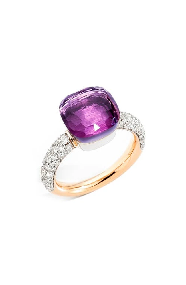 Pomellato Nudo Classic Amethyst & Diamond Ring in Rose Gold/Amethyst/Diamond at Nordstrom, Size 7.25