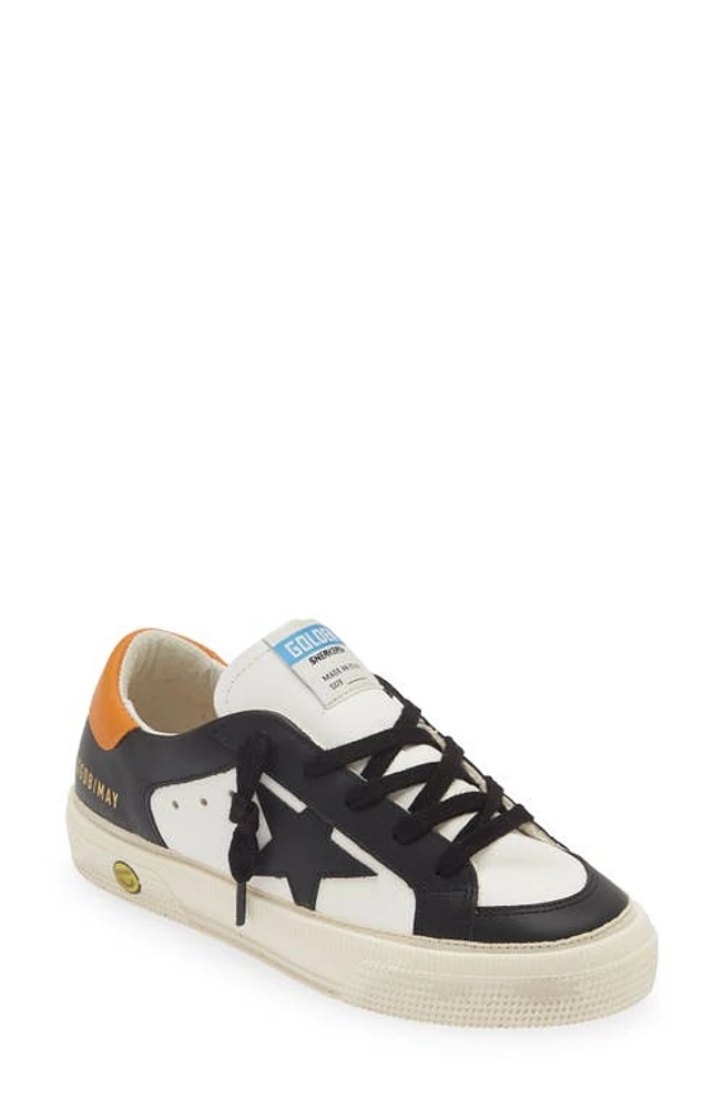 Golden Goose Kids' May Low Top Sneaker in White/Black/Orange at Nordstrom, Size 4Us