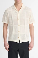 Vince Patchwork Pointelle Short Sleeve Cardigan at Nordstrom,