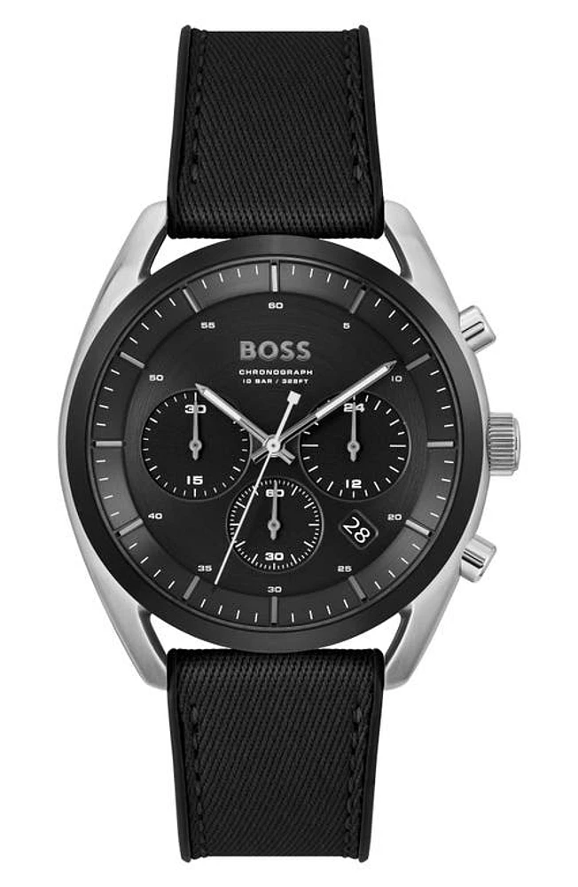 BOSS Top Fabric Strap Chronograph Watch in Black at Nordstrom