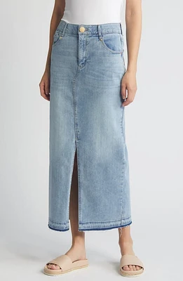 Wit & Wisdom 'Ab'Solution Skyrise Raw Hem Denim Maxi Skirt Light Blue at Nordstrom,