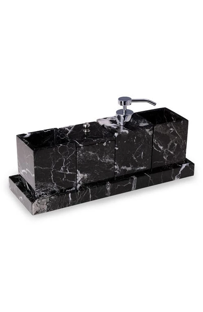 Bey-Berk 5-Piece Zebra Marble Vanity Set in Black at Nordstrom