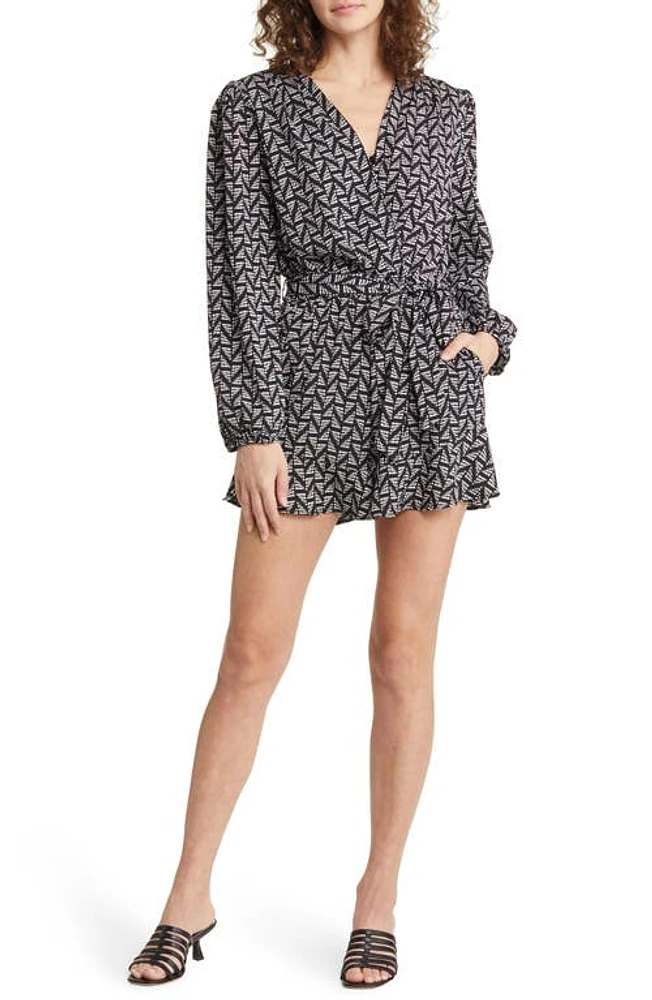 Fraiche by J Mara Long Sleeve Tie Waist Romper at Nordstrom,