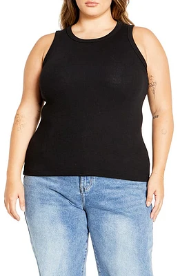 City Chic Talia Rib Tank in Black at Nordstrom