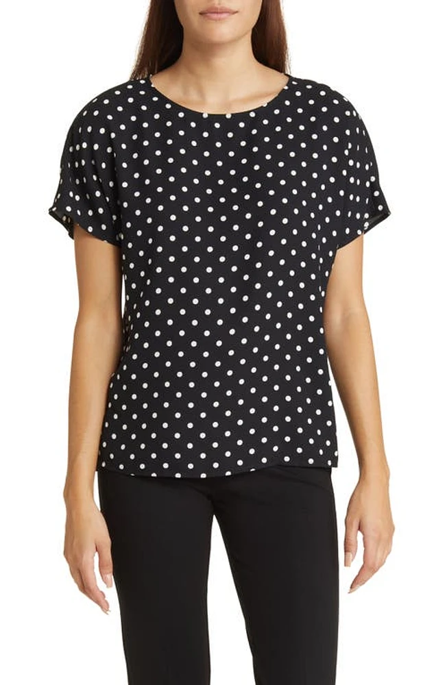 Anne Klein Polka Dot Bateau Neck Top in Anne Black/Anne White at Nordstrom, Size X-Small