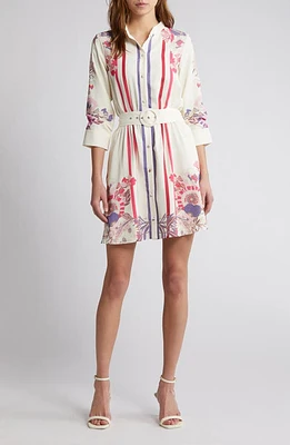 CIEBON Suzette Mixed Print Mini Shirtdress Pink Multi at Nordstrom,