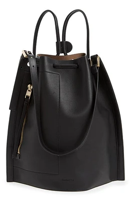 AllSaints Alpha Leather Backpack in Black/black/khaki at Nordstrom