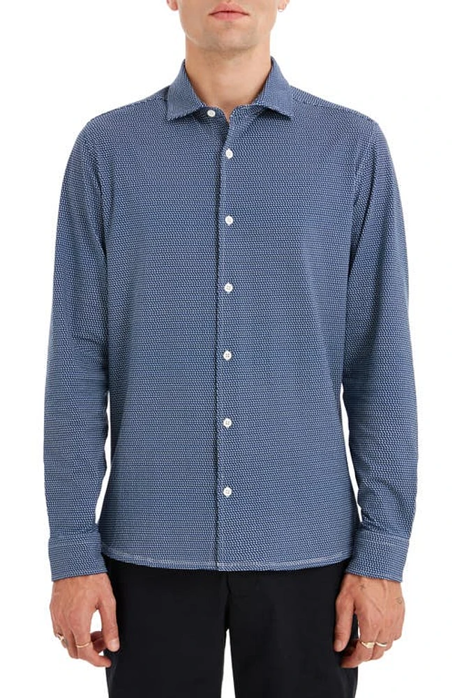 Sealskinz Hempnall Performance Organic Cotton Button-Up Shirt Royal Blue/Cream at Nordstrom,