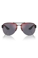 PRADA SPORT 64mm Mirrored Oversize Pilot Sunglasses in Matte Black at Nordstrom