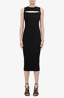 Alexander McQueen Slash Cutout Sleeveless Rib Dress Black at Nordstrom,