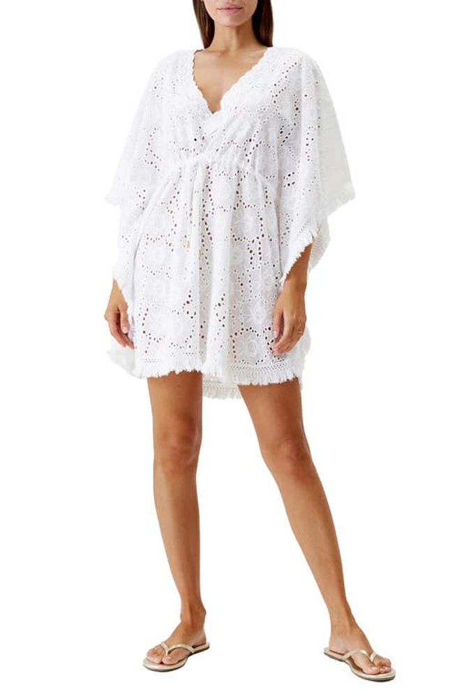 Melissa Odabash Ivy Cotton Eyelet Cover-Up Dress in White at Nordstrom